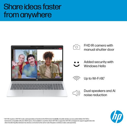 HP OmniBook 5 Laptop 16-ba1007nax Intel® Core™ i7 40.6 cm (16") 2K 16 GB LPDDR5x-SDRAM 512 GB SSD Wi-Fi 6 (802.11ax) Windows 11 Home Silver