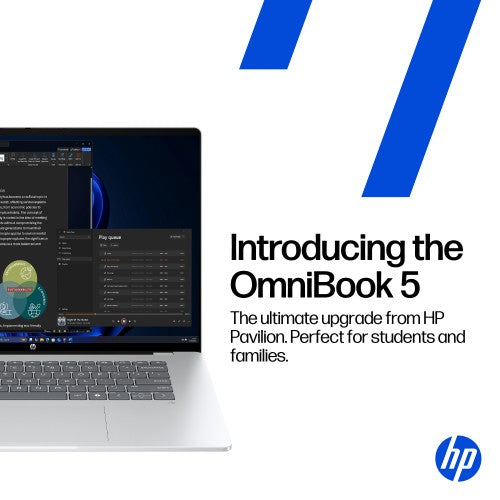 HP OmniBook 5 Laptop Next Gen AI 14-he0004nax Copilot+ PC Snapdragon X1P-42-100 35.6 cm (14") 2K 32 GB LPDDR5x-SDRAM 1 TB SSD Wi-Fi 6E (802.11ax) Windows 11 Home Silver