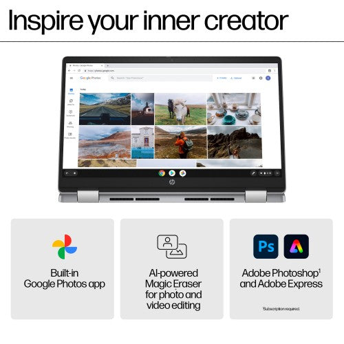 HP Chromebook x360 14b-cd0003na Intel® Core™ i3 i3-N305 35.6 cm (14") Touchscreen Full HD 8 GB LPDDR5-SDRAM 128 GB UFS Wi-Fi 6 (802.11ax) ChromeOS Silver