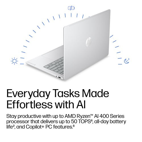 HP OmniBook 3 Laptop Next Gen AI 16-bv0002nax Copilot+ PC AMD Ryzen™ AI 7 445 40.6 cm (16") 2K 16 GB DDR5-SDRAM 512 GB SSD Wi-Fi 6 (802.11ax) Windows 11 Home Grey, Silver