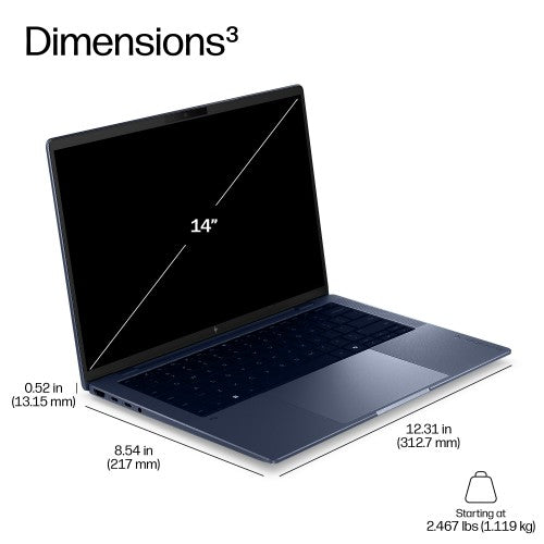 HP EBXG2A14AI RA7P450 14 32GB/512 PC Copilot+ PC AMD Ryzen AI 7 PRO Laptop 35.6 cm (14") 3K LPDDR5x-SDRAM 512 GB SSD Wi-Fi 7 (802.11be) Windows 11 Pro Blue