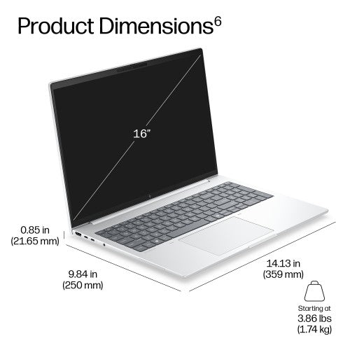 HP EB8G2A16AI RAI5435 16 16GB/512 PC AMD Ryzen™ AI 5 Laptop 40.6 cm (16") WUXGA DDR5-SDRAM 512 GB SSD Wi-Fi 7 (802.11be) Windows 11 Pro Silver