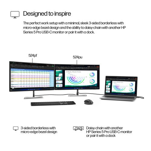 9D9L6A9#ABU | HP Series 5 Pro 23.8 inch FHD No Stand Monitor - 524pf