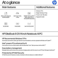HP EliteBook 6 G1i AI Intel Core Ultra 7 255U Laptop 35.6 cm (14") WUXGA 16 GB DDR5-SDRAM 512 GB SSD Wi-Fi 6E (802.11ax) Windows 11 Pro AI PC Silver