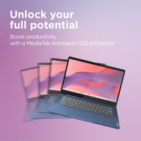 Lenovo IdeaPad Slim 3 Chrome 14M868 MediaTek Kompanio 520 Chromebook 35.6 cm (14") Full HD 4 GB LPDDR4x-SDRAM 128 GB eMMC Wi-Fi 6 (802.11ax) ChromeOS UK English Blue