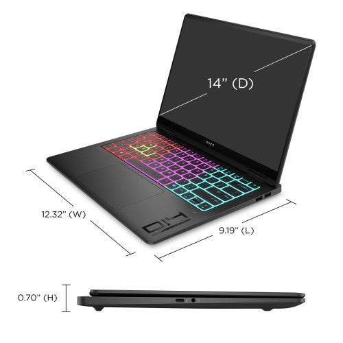 C0LL3EA#ABU | HP OMEN Transcend 14-fb1007na Intel Core Ultra 7 255H Laptop 35.6 cm (14") 3K 32 GB LPDDR5x-SDRAM 1 TB SSD NVIDIA GeForce RTX 5060 Wi-Fi 7 (802.11be) Windows 11 Home AI PC Black