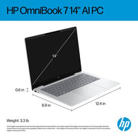 HP OmniBook 7 AI 14-fr0005na Intel Core Ultra 5 225U Laptop 35.6 cm (14") 2K 16 GB LPDDR5-SDRAM 512 GB SSD Wi-Fi 7 (802.11be) Windows 11 Home AI PC Silver