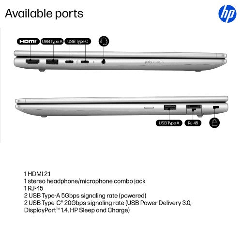 HP ProBook 4 G1i 14 inch Notebook AI PC Wolf Pro Security Edition Intel Core Ultra 5 225H Laptop 35.6 cm (14") WUXGA 32 GB DDR5-SDRAM 1 TB SSD Wi-Fi 7 (802.11be) Windows 11 Pro Silver