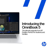 HP OmniBook 5 Laptop Next Gen AI 14-he0004nax Copilot+ PC Snapdragon X1P-42-100 35.6 cm (14") 2K 32 GB LPDDR5x-SDRAM 1 TB SSD Wi-Fi 6E (802.11ax) Windows 11 Home Silver