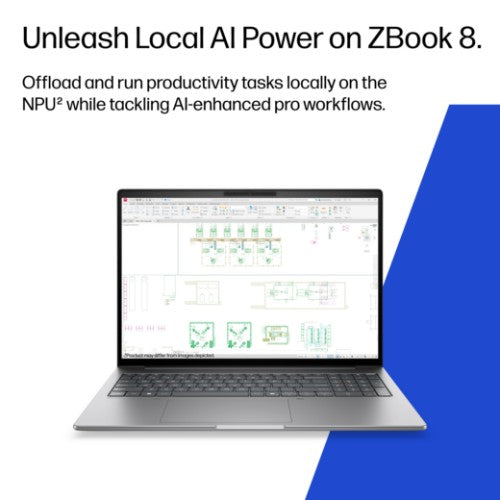 HP ZBook 8 G2i 14 inch Mobile Workstation PC Wolf Pro Security Edition Copilot+ PC Intel Core Ultra 5 35.6 cm (14") WUXGA 16 GB DDR5-SDRAM 512 GB SSD Wi-Fi 7 (802.11be) Windows 11 Pro AI Workstation, AI PC Silver