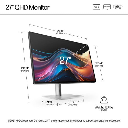 8J4D8UT | HP Series 7 Pro 27 inch QHD Monitor - 727pq