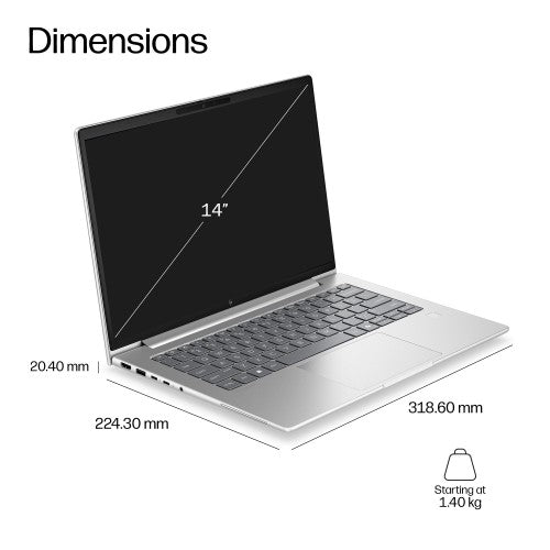 HP EB6G2A14AI RAI7445 14 24GB/512 PC AMD Ryzen™ AI 7 445 Laptop 35.6 cm (14") WUXGA DDR5-SDRAM 512 GB SSD Wi-Fi 7 (802.11be) Windows 11 Pro Silver
