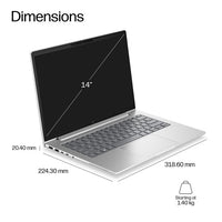 HP EB6G2A14AI RAI7450 14 16GB/512 PC AMD Ryzen™ AI 7 Laptop 35.6 cm (14") WUXGA DDR5-SDRAM 512 GB SSD Wi-Fi 7 (802.11be) Windows 11 Pro Silver