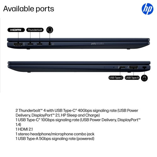 B68SQEA#ABU | HP EliteBook X Flip G1i Next Gen AI PC Wolf Pro Security Edition Copilot+ PC Intel Core Ultra 7 258V Hybrid (2-in-1) 35.6 cm (14") Touchscreen WUXGA 32 GB LPDDR5x-SDRAM 1 TB SSD Wi-Fi 7 (802.11be) Windows 11 Pro Blue