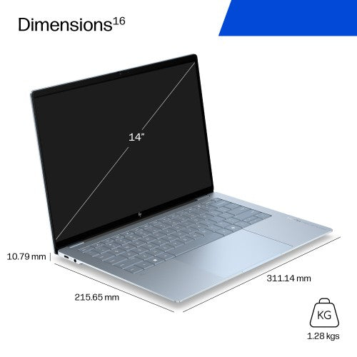 HP OmniBook Ultra Laptop Next Gen AI 14-kg0001nax Copilot+ PC 35.6 cm (14") Touchscreen 2K 16 GB LPDDR5x-SDRAM 1 TB SSD Wi-Fi 7 (802.11be) Windows 11 Home Blue, Grey