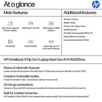 HP OmniBook X Flip 2-in-1 Laptop Next Gen AI 14-fk0012nax Copilot+ PC AMD Ryzen™ AI 5 340 35.6 cm (14") Touchscreen 2K 16 GB LPDDR5x-SDRAM 512 GB SSD Wi-Fi 6E (802.11ax) Windows 11 Home Silver