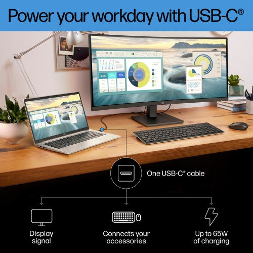 21Y56AA#ABU | HP P34hc G4 WQHD USB-C Curved Monitor