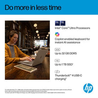 HP OmniBook 7 AI 14-fr0005na Intel Core Ultra 5 225U Laptop 35.6 cm (14") 2K 16 GB LPDDR5-SDRAM 512 GB SSD Wi-Fi 7 (802.11be) Windows 11 Home AI PC Silver