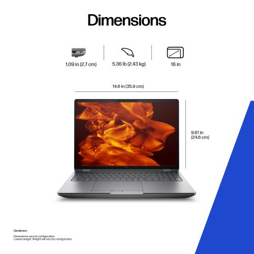 98M23ET#ABU | HP ZBook Fury G1i Data Science Intel Core Ultra 7 255HX Mobile workstation 40.6 cm (16") WUXGA 32 GB DDR5-SDRAM 1 TB SSD NVIDIA RTX PRO 1000 Blackwell Wi-Fi 7 (802.11be) Windows 11 Pro AI Workstation, AI PC Silver