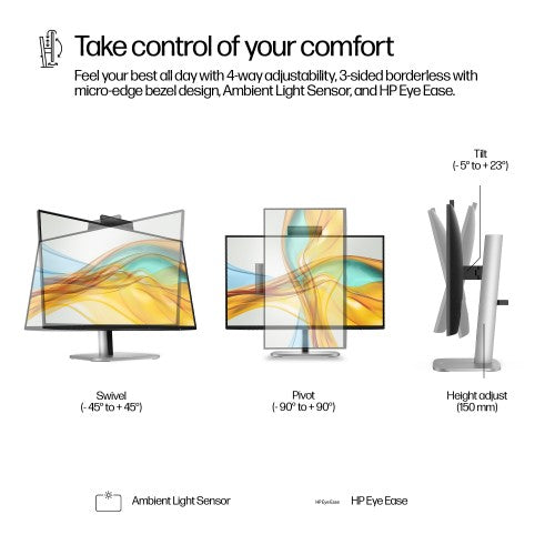 9E0G9UT#ABU | HP Series 5 Pro 23.8 inch FHD USB-C Conferencing Monitor - 524pm