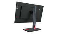 Lenovo ThinkVision P24h-30 monitor rear view with black stand and red accent on base.