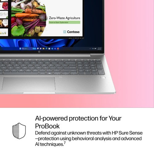 CK8X1ET#ABU | HP ProBook 4 G1i AI Intel Core Ultra 5 225U Laptop 40.6 cm (16") WUXGA 24 GB DDR5-SDRAM 512 GB SSD Wi-Fi 6E (802.11ax) Windows 11 Pro AI PC Silver