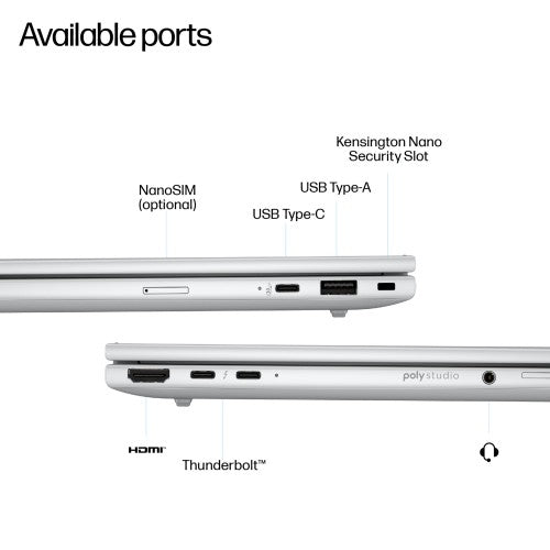 HP EliteBook 8 G1a Next Gen AI Wolf Pro Security Edition Copilot+ PC AMD Ryzen™ AI 7 350 Laptop 33.8 cm (13.3") WUXGA 32 GB LPDDR5x-SDRAM 512 GB SSD Wi-Fi 7 (802.11be) Windows 11 Pro Silver