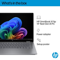 HP OmniBook X Flip 2-in-1 Laptop Next Gen AI 14-fm0011nax Copilot+ PC Intel Core Ultra 7 256V 35.6 cm (14") Touchscreen 2K 16 GB LPDDR5x-SDRAM 1 TB SSD Wi-Fi 6E (802.11ax) Windows 11 Home Silver