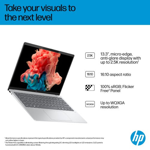 HP OmniBook 7 Aero Laptop Next Gen AI 13-bg1001nax Copilot+ PC 350 33.8 cm (13.3") 2K 16 GB LPDDR5x-SDRAM 1 TB SSD Wi-Fi 6 (802.11ax) Windows 11 Home Silver