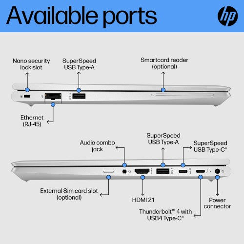 9Y720ET#ABU | HP EliteBook G10 Intel® Core™ i7 i7-1355U Laptop 35.6 cm (14") Full HD 16 GB DDR4-SDRAM 512 GB SSD Wi-Fi 6E (802.11ax) Windows 11 Pro Silver