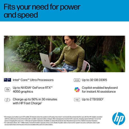 BG3G9EA#ABU | HP OmniBook 7 AI 16-ay0003na Intel Core Ultra 5 225H Laptop 40.6 cm (16") 2K 16 GB DDR5-SDRAM 1 TB SSD Wi-Fi 6E (802.11ax) Windows 11 Home AI PC Silver