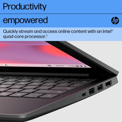 5P9U7EA#ABU | HP Fortis G1i Chromebook Intel® N N250 29.5 cm (11.6") Touchscreen HD 8 GB LPDDR5x-SDRAM 128 GB UFS Wi-Fi 6E (802.11ax) ChromeOS Black