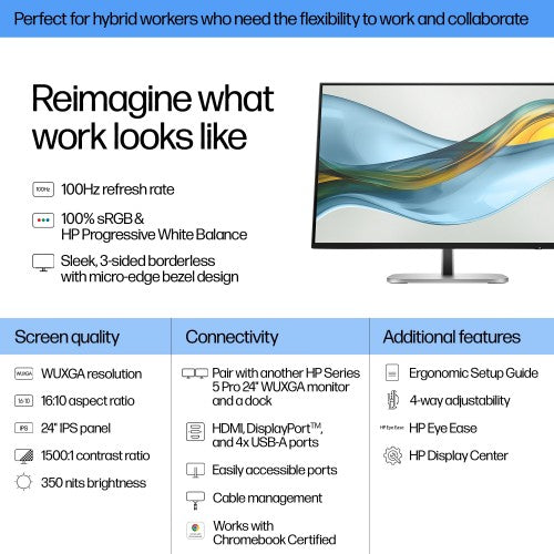 9D9A7AA#ABB | HP Series 5 Pro 24 inch WUXGA Monitor - 524pn