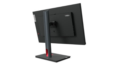 Black Lenovo ThinkVision P24h-30 23.8-inch LED monitor shown from rear with adjustable stand.