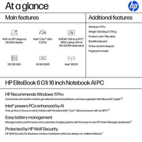 HP EliteBook 6 G1i Intel Core Ultra 5 225U Laptop 40.6 cm (16") WUXGA 16 GB DDR5-SDRAM 512 GB SSD Wi-Fi 7 (802.11be) Windows 11 Pro AI PC Silver