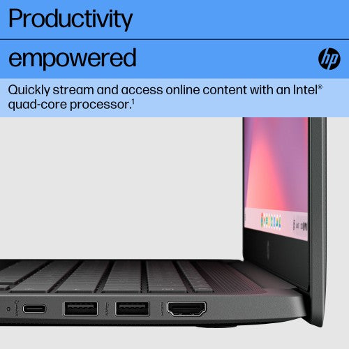 5P9U4EA#ABU | HP Chromebook Fortis G1i Intel® N N150 35.6 cm (14") Touchscreen Full HD 8 GB LPDDR5x-SDRAM 128 GB UFS Wi-Fi 6E (802.11ax) ChromeOS Black