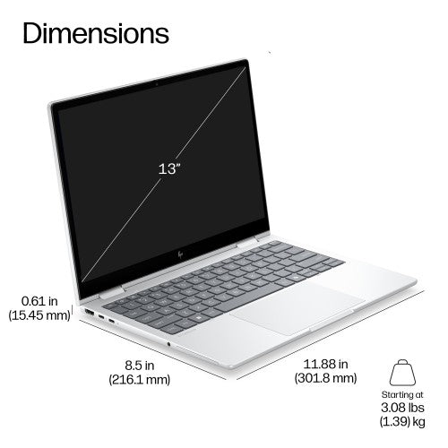DM4X0EA#ABU | HP EB8FLG2I13AI U7 356H 13 64GB/1T P Copilot+ PC Intel Core Ultra 7 Laptop 33.8 cm (13.3") Touchscreen WUXGA LPDDR5x-SDRAM 1 TB SSD Wi-Fi 7 (802.11be) Windows 11 Pro Silver