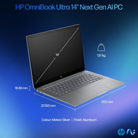 HP OmniBook Ultra 14-fd0001na Copilot+ PC AMD Ryzen AI 9 365 Laptop 35.6 cm (14") Touchscreen 2.2K 16 GB LPDDR5x-SDRAM 1 TB SSD Wi-Fi 7 (802.11be) Windows 11 Home Silver