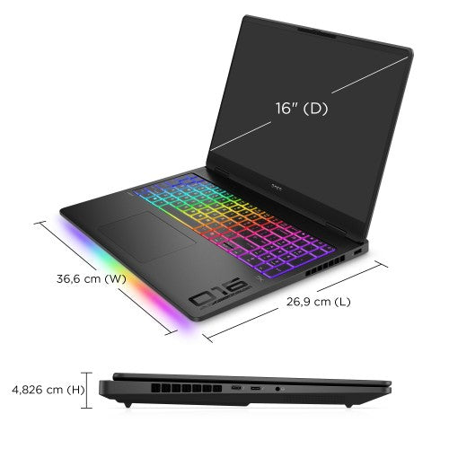HP OMEN MAX Gaming 16-ah0004na Intel Core Ultra 7 255HX Laptop 40.6 cm (16") WQXGA 32 GB DDR5-SDRAM 1 TB SSD NVIDIA GeForce RTX 5070 Ti Wi-Fi 7 (802.11be) Windows 11 Home AI PC Black