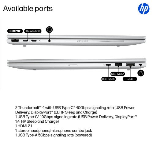 HP EliteBook 8 G1i AI PC Wolf Pro Security Edition Intel Core Ultra 7 255U Laptop 40.6 cm (16") WUXGA 24 GB DDR5-SDRAM 512 GB SSD Wi-Fi 6E (802.11ax) Windows 11 Pro Silver