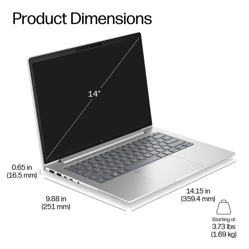 DW2A4ET#ABU | HP EliteBook 6 G2i 14 inch Notebook AI PC Intel Core 7 360 Laptop 35.6 cm (14") WUXGA 16 GB DDR5-SDRAM 512 GB SSD Wi-Fi 7 (802.11be) Windows 11 Pro Silver