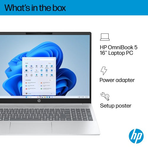 HP OmniBook 5 16-bc1001na AMD Ryzen™ 7 8840U Laptop 40.6 cm (16") 2K 16 GB LPDDR5-SDRAM 1 TB SSD Wi-Fi 6 (802.11ax) Windows 11 Home AI PC Silver