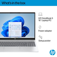HP OmniBook 5 16-bc1001na AMD Ryzen™ 7 8840U Laptop 40.6 cm (16") 2K 16 GB LPDDR5-SDRAM 1 TB SSD Wi-Fi 6 (802.11ax) Windows 11 Home AI PC Silver