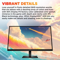 HP OMEN 27 inch QHD 280Hz Gaming Monitor - 27qs G2