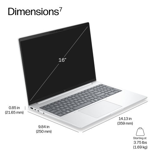 HP EliteBook 8 G2i 16 inch Notebook Next Gen AI PC Wolf Pro Security Edition Intel Core Ultra 5 335 Laptop 40.6 cm (16") WUXGA 32 GB LPDDR5x-SDRAM 512 GB SSD Wi-Fi 7 (802.11be) Windows 11 Pro Silver
