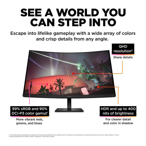 780K6AA#ABU | OMEN by HP 31.5 inch QHD 165Hz Curved Gaming Monitor - OMEN 32c