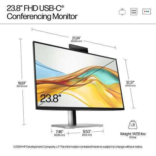 9E0G9UT#ABB | HP Series 5 Pro 23.8 inch FHD USB-C Conferencing Monitor - 524pm