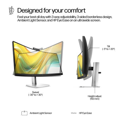 9E0Z2UT#ABU | HP Series 5 Pro 34 inch WQHD USB-C Conferencing Monitor - 534pm