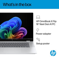 HP OmniBook X FlipNGAI 16-as0008na Copilot+ PC Intel Core Ultra 7 256V Hybrid (2-in-1) 40.6 cm (16") Touchscreen 2K 16 GB LPDDR5x-SDRAM 1 TB SSD Wi-Fi 7 (802.11be) Windows 11 Home Silver