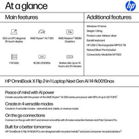 HP OmniBook X Flip 2-in-1 Laptop Next Gen AI 14-fk0010nax Copilot+ PC AMD Ryzen™ AI 7 350 35.6 cm (14") Touchscreen 2K 16 GB LPDDR5x-SDRAM 1 TB SSD Wi-Fi 6E (802.11ax) Windows 11 Home Silver